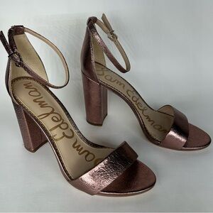 Sam Edelman Yaro Metallic Block Ankle Strap Heel Lilac Pink Sz 10 Coquette